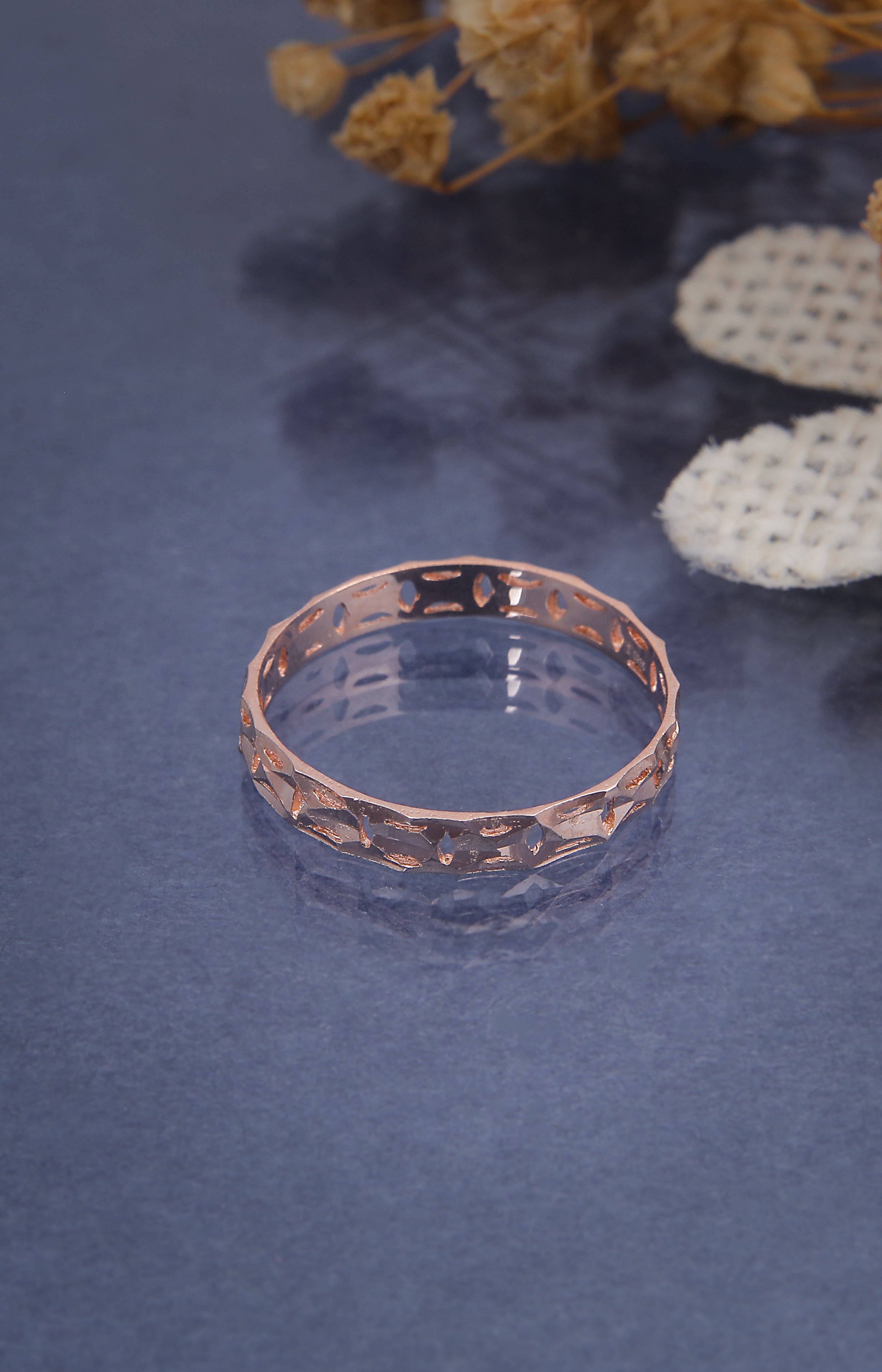 Cutout Textured Rose Gold Band