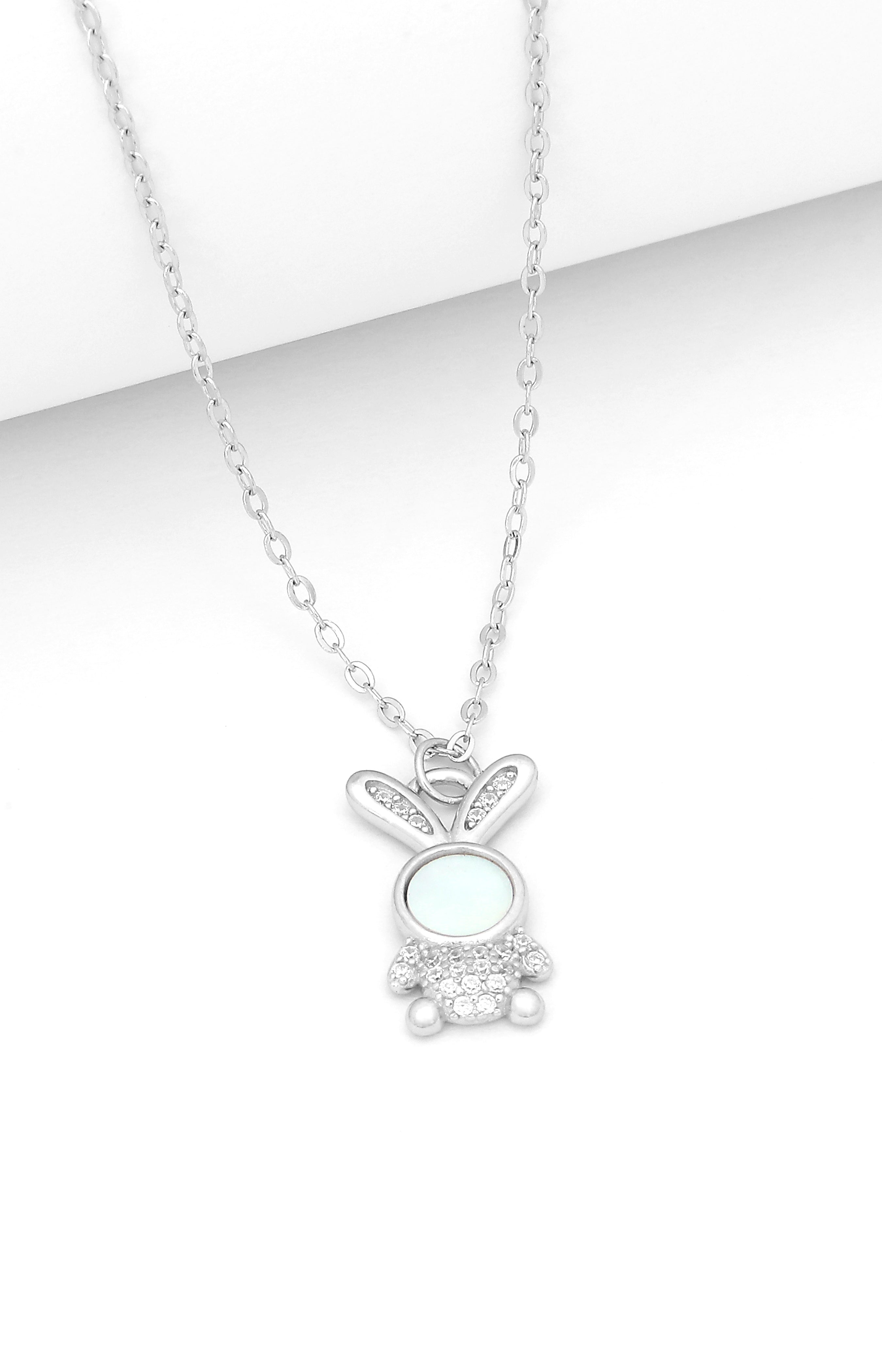 Silver Bunny Charm Pendant Necklace