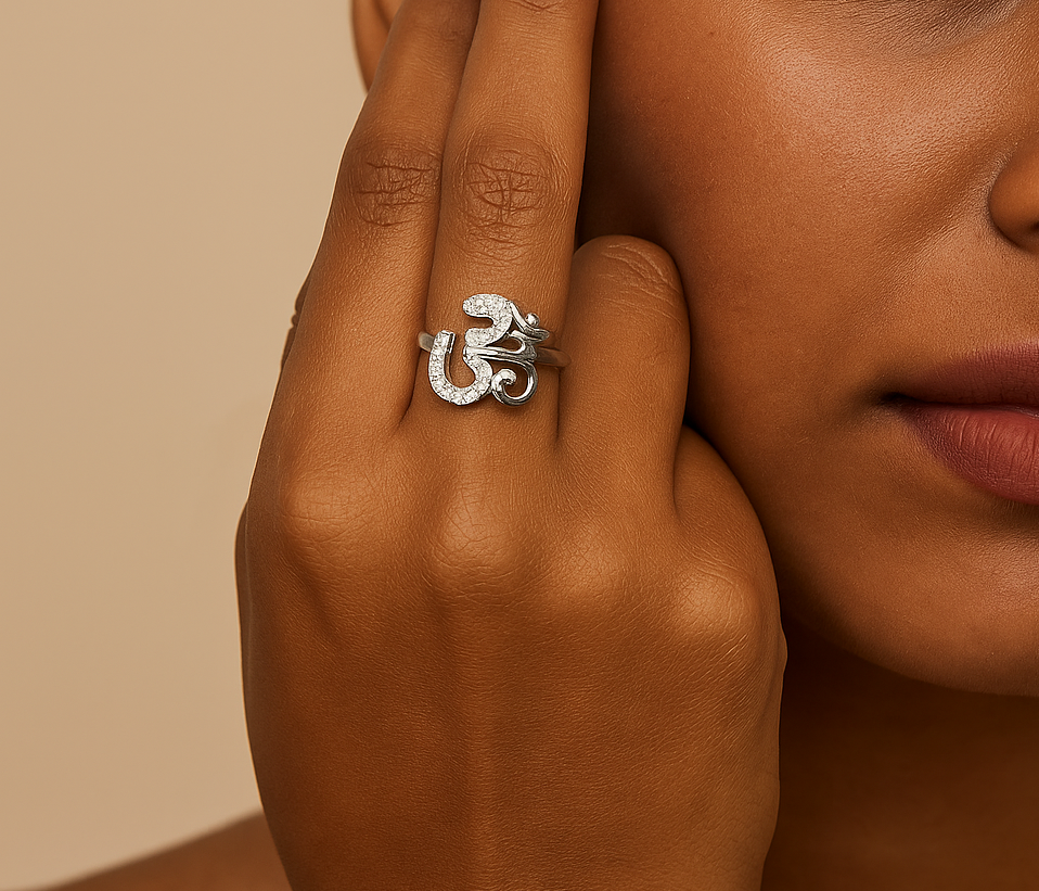 Om Aura Silver Ring