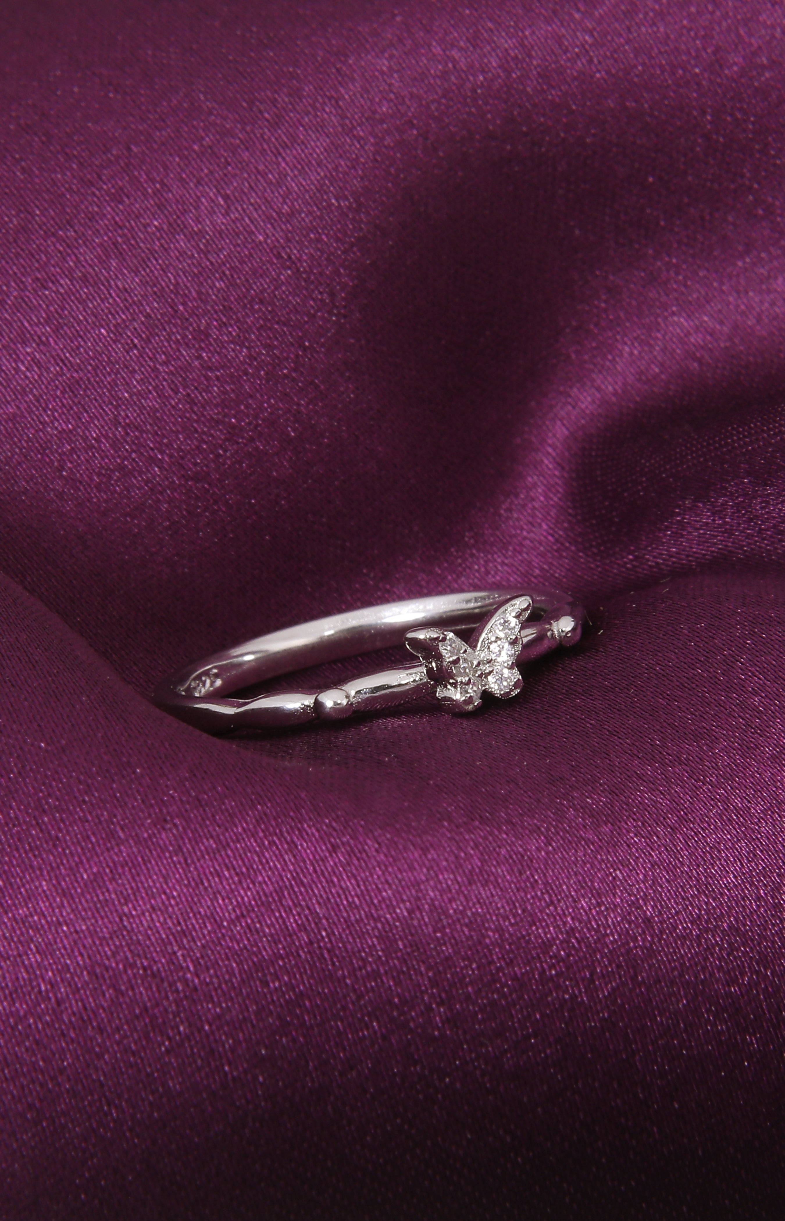 Silver Sparkle Butterfly Ring