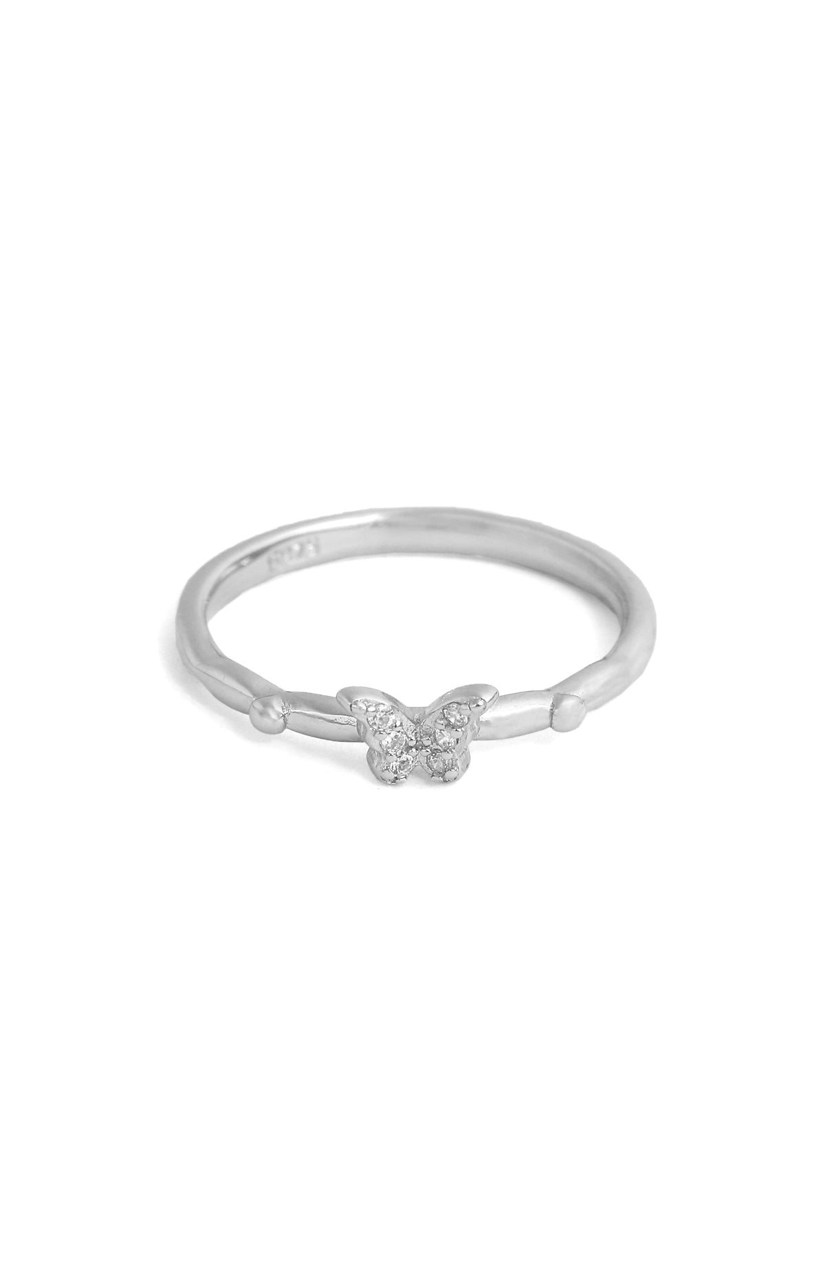 Silver Sparkle Butterfly Ring