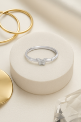 Silver Sparkle Butterfly Ring