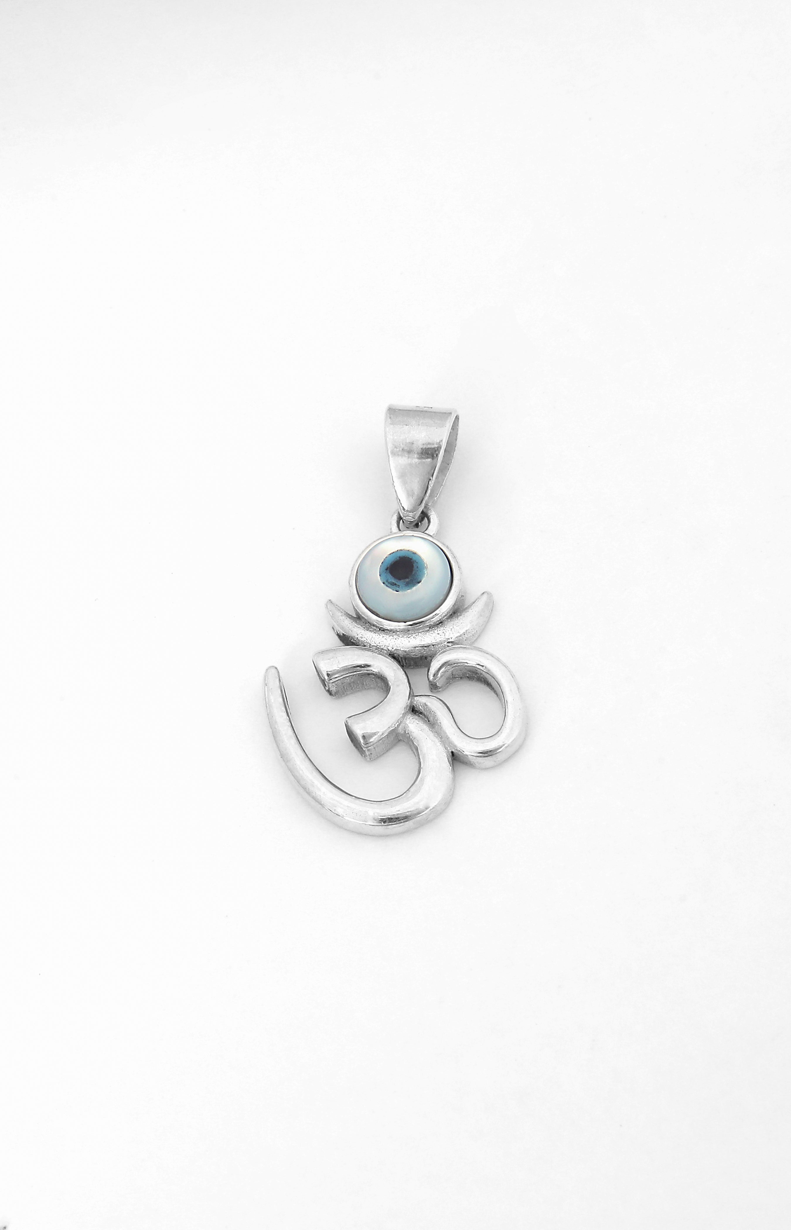 Silver Om Evil Eye Pendant