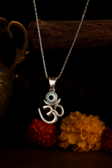 Silver Om Evil Eye Pendant