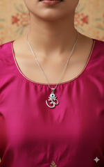 Silver Om Evil Eye Pendant