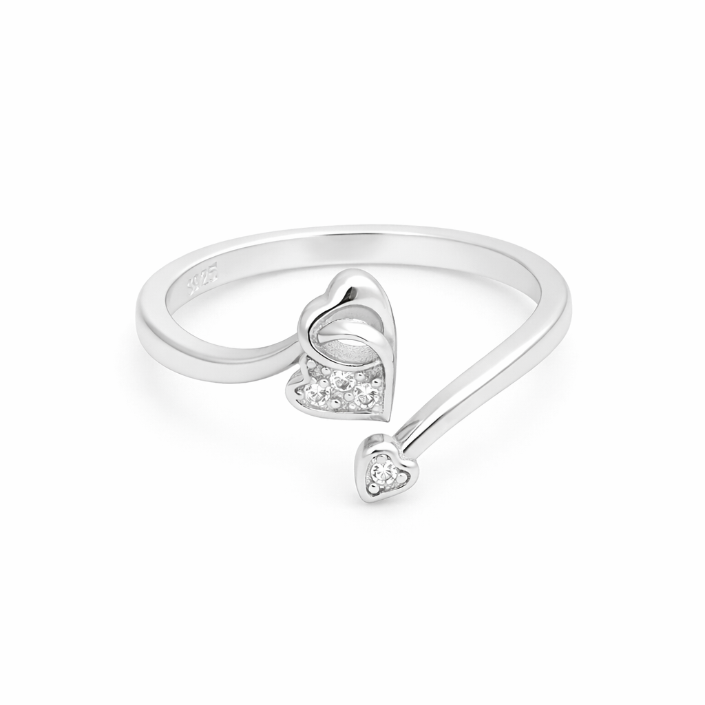 Dual Heart Whisper Ring – Open Adjustable Romantic Ring for Women | Minimal Symbolic Everyday Jewellery