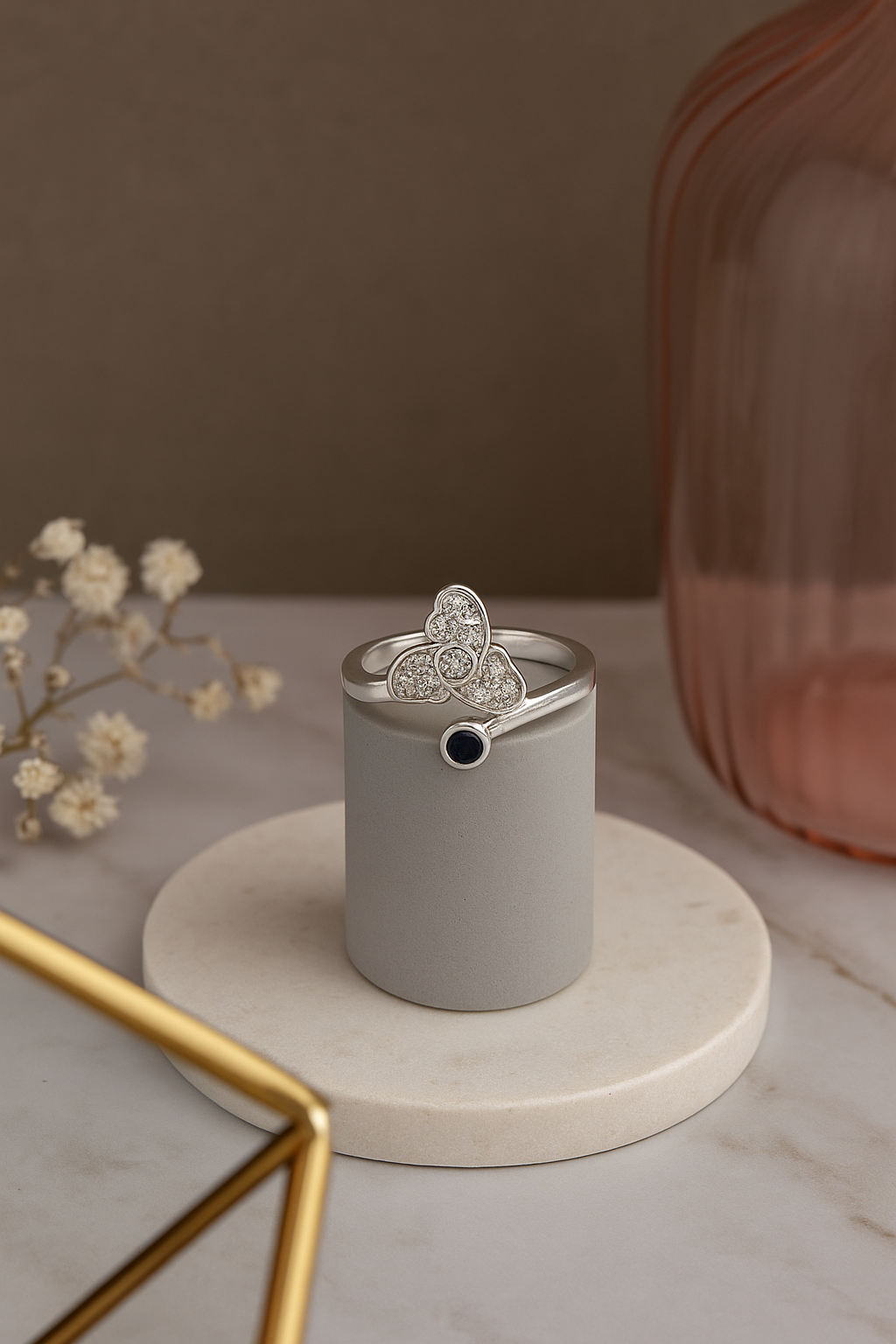 Trio Bloom Blue stone Ring