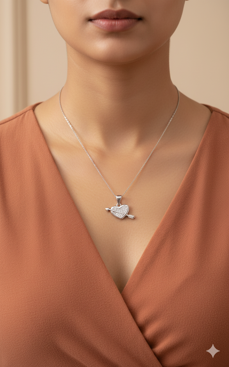 Silver Arrow Heart Pendant