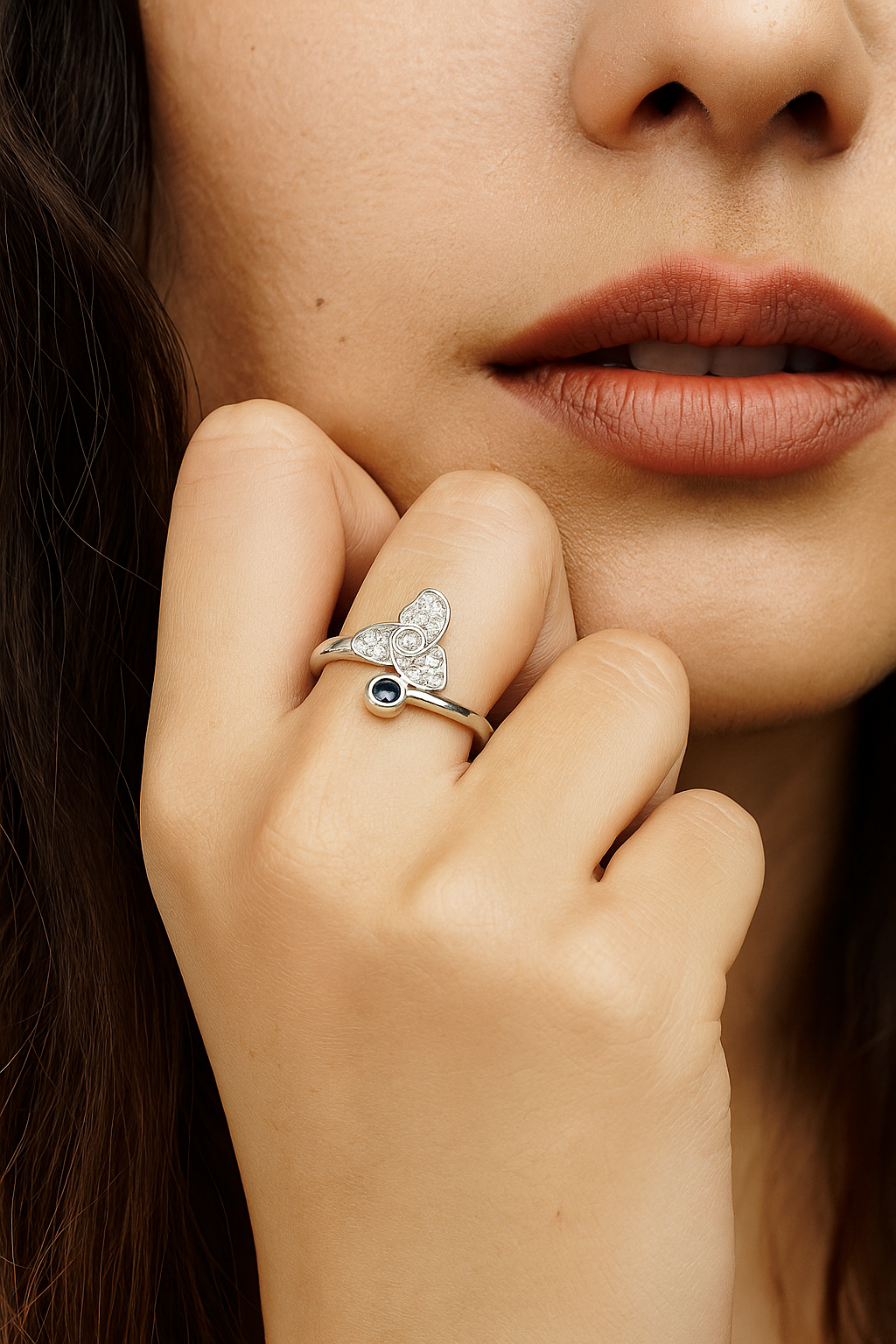 Trio Bloom Blue stone Ring