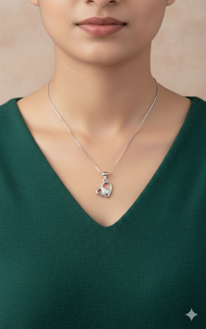 Silver Double Heart Pendant