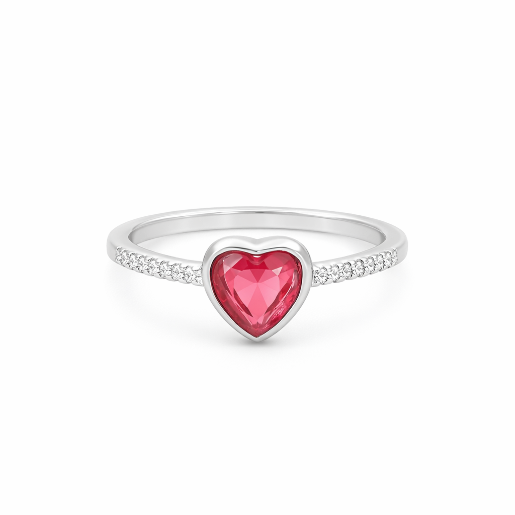Scarlet Heart Glow Ring – Romantic Minimal Adjustable Ring for Women | Elegant Everyday Symbolic Jewellery