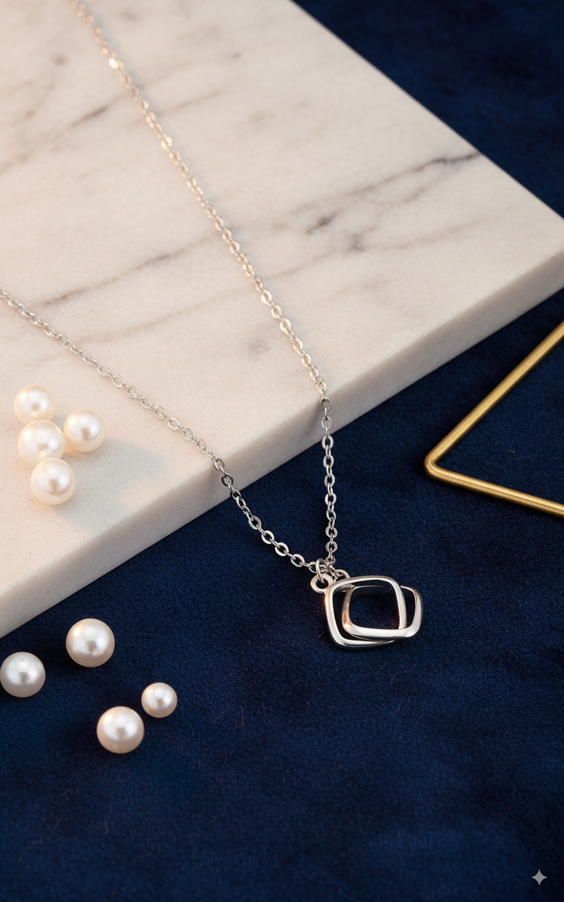 Silver Twin Harmony Pendant Necklace