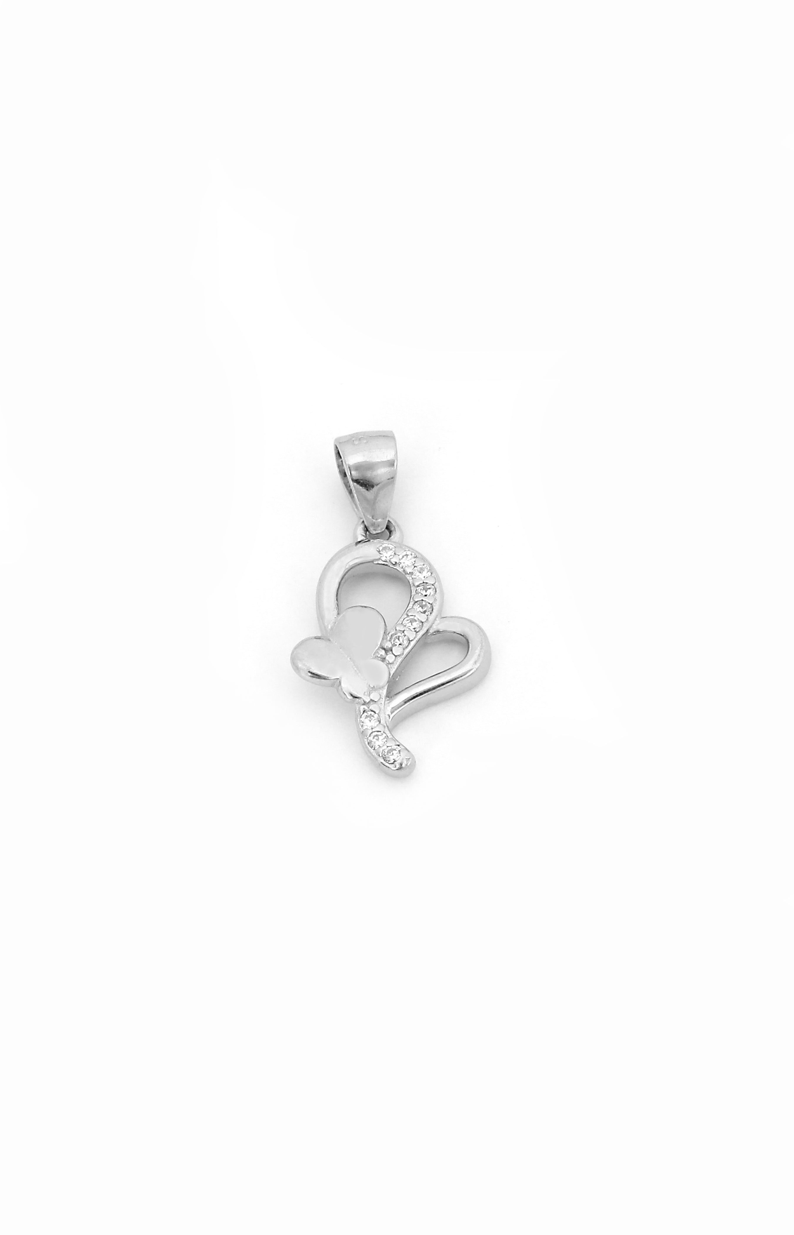Silver Heart & Butterfly Pendant