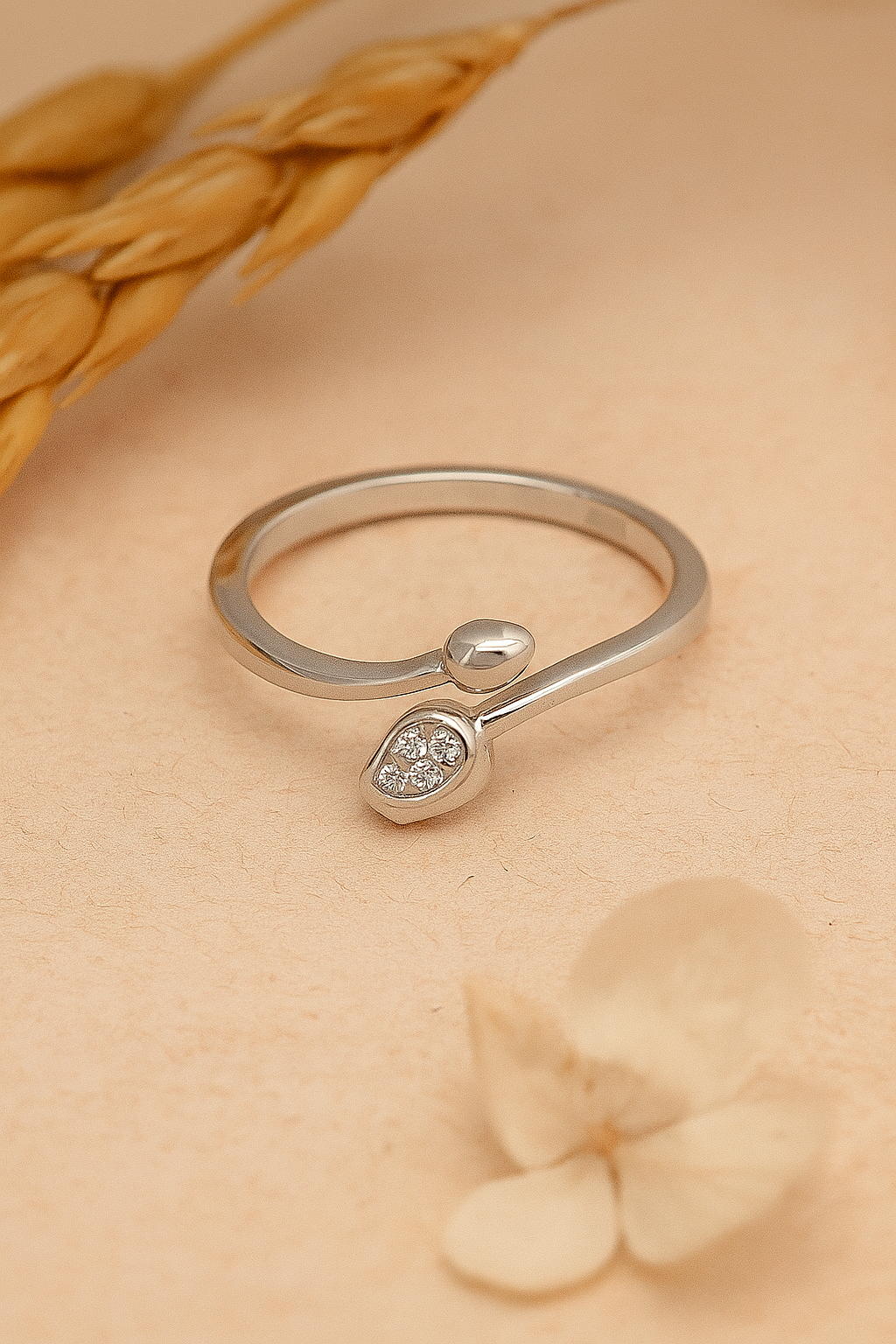 Silver Twin Bloom Open Ring