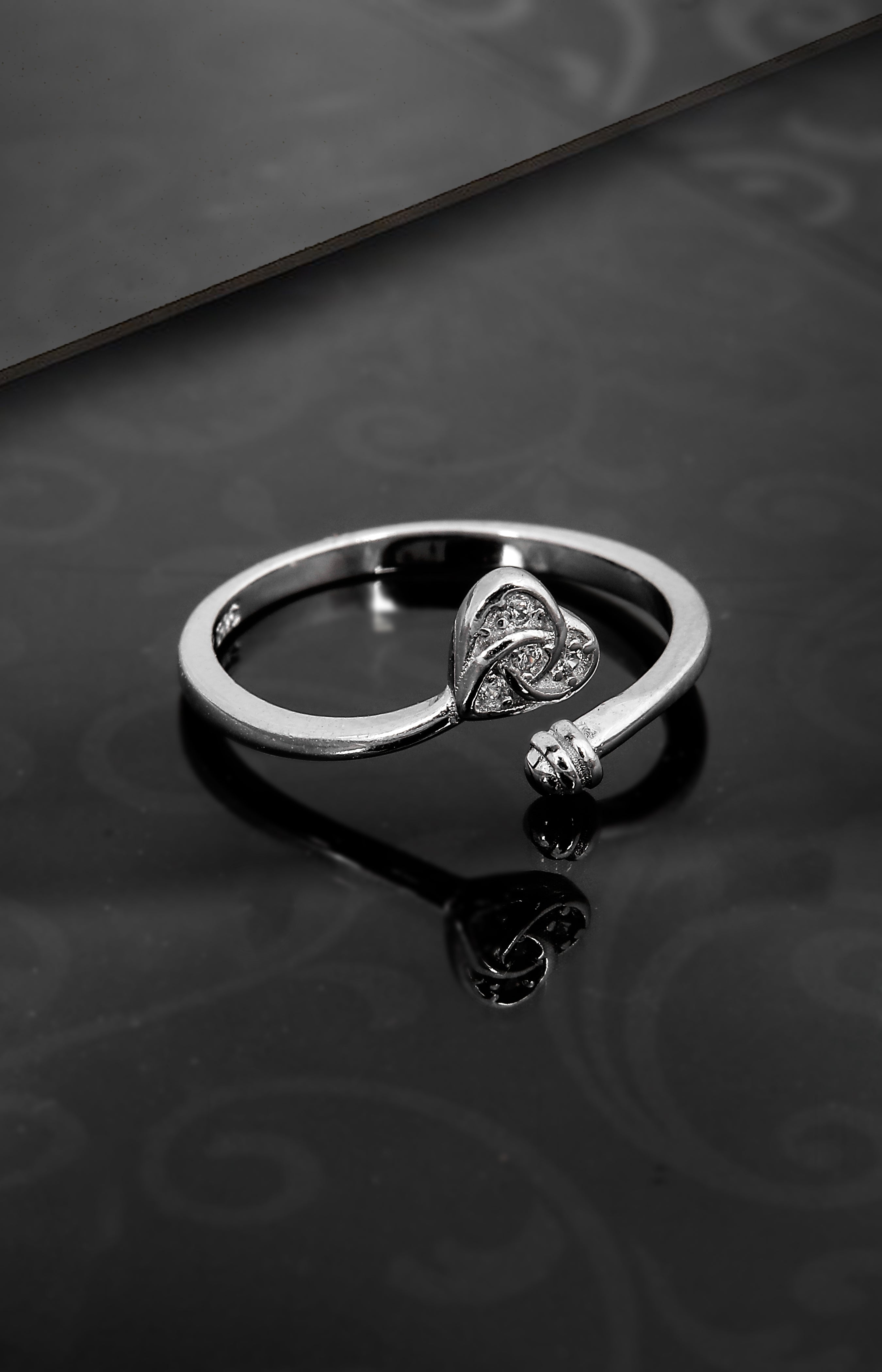 Silver Heart Knot Open Ring