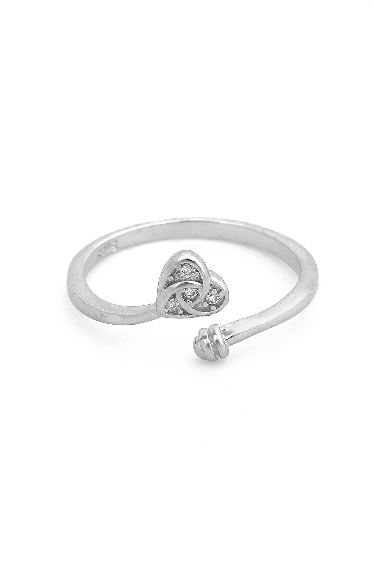 Silver Heart Knot Open Ring