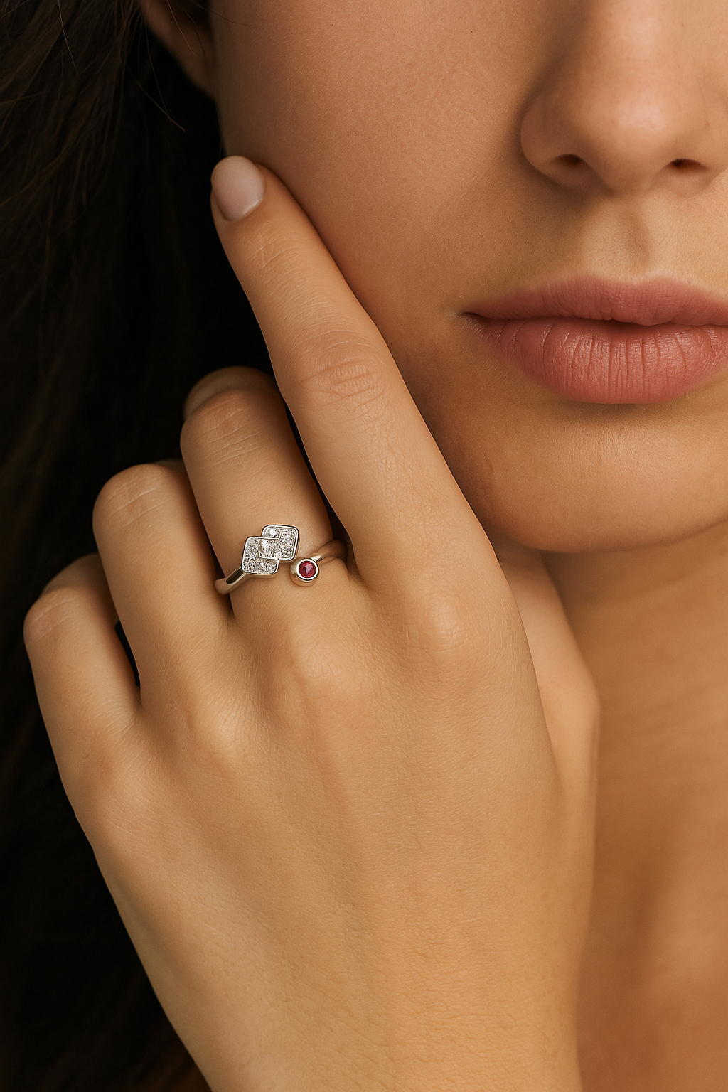 Twin Tile Ruby Ring