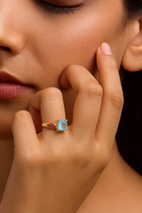 Princess Cut Aquamarine Ring