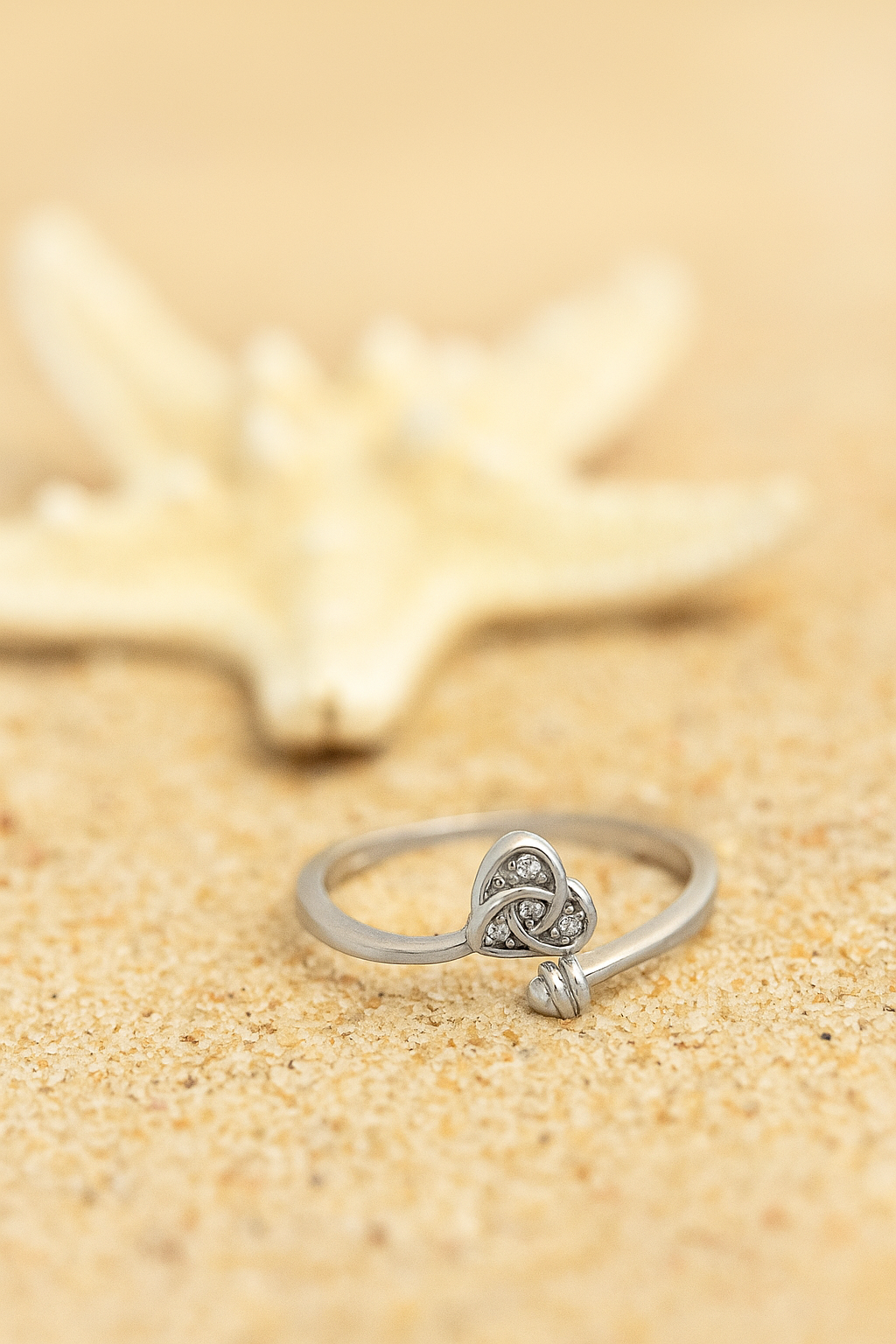 Silver Heart Knot Open Ring