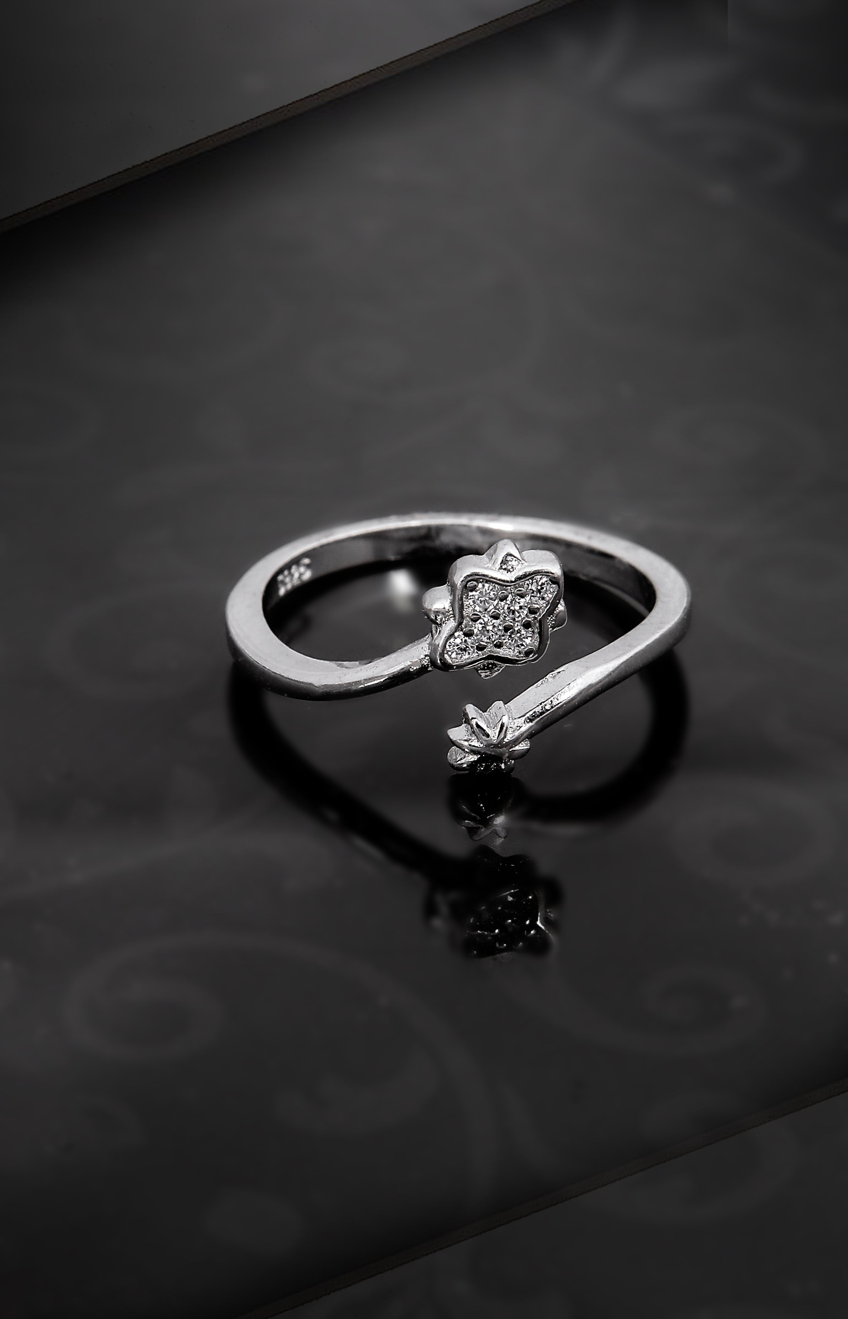 Silver Twinkling Stars Open Ring