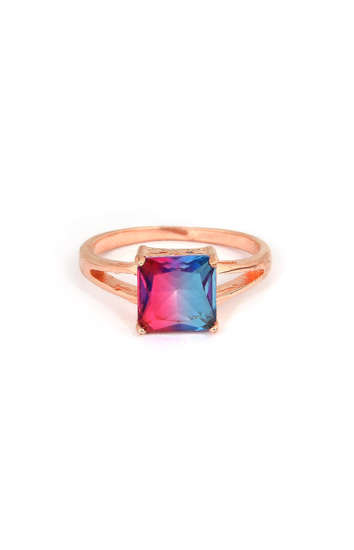Square Cut Mystic Topaz Gemstone Ring
