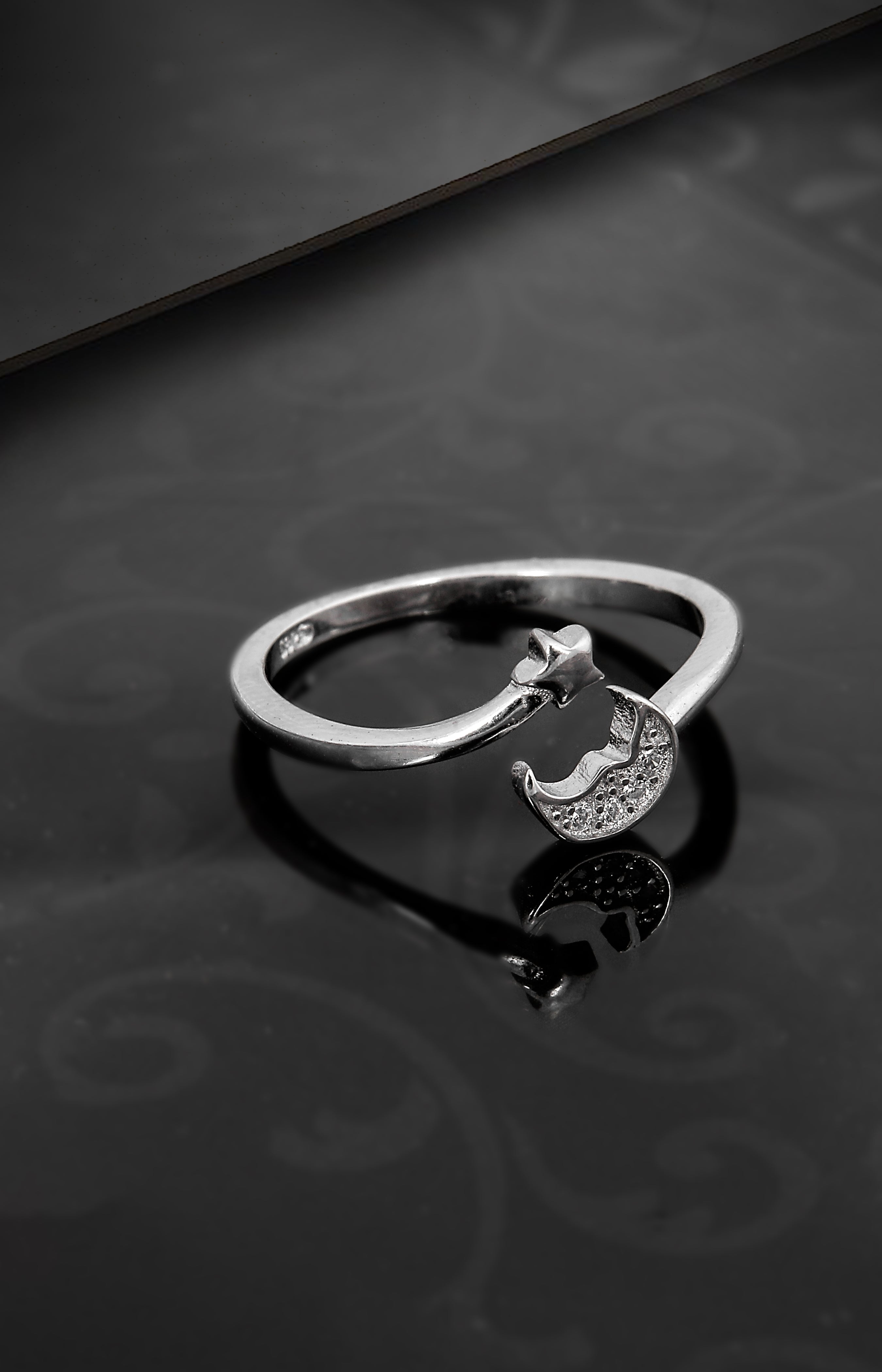 Silver Moon & Star Whisper Ring