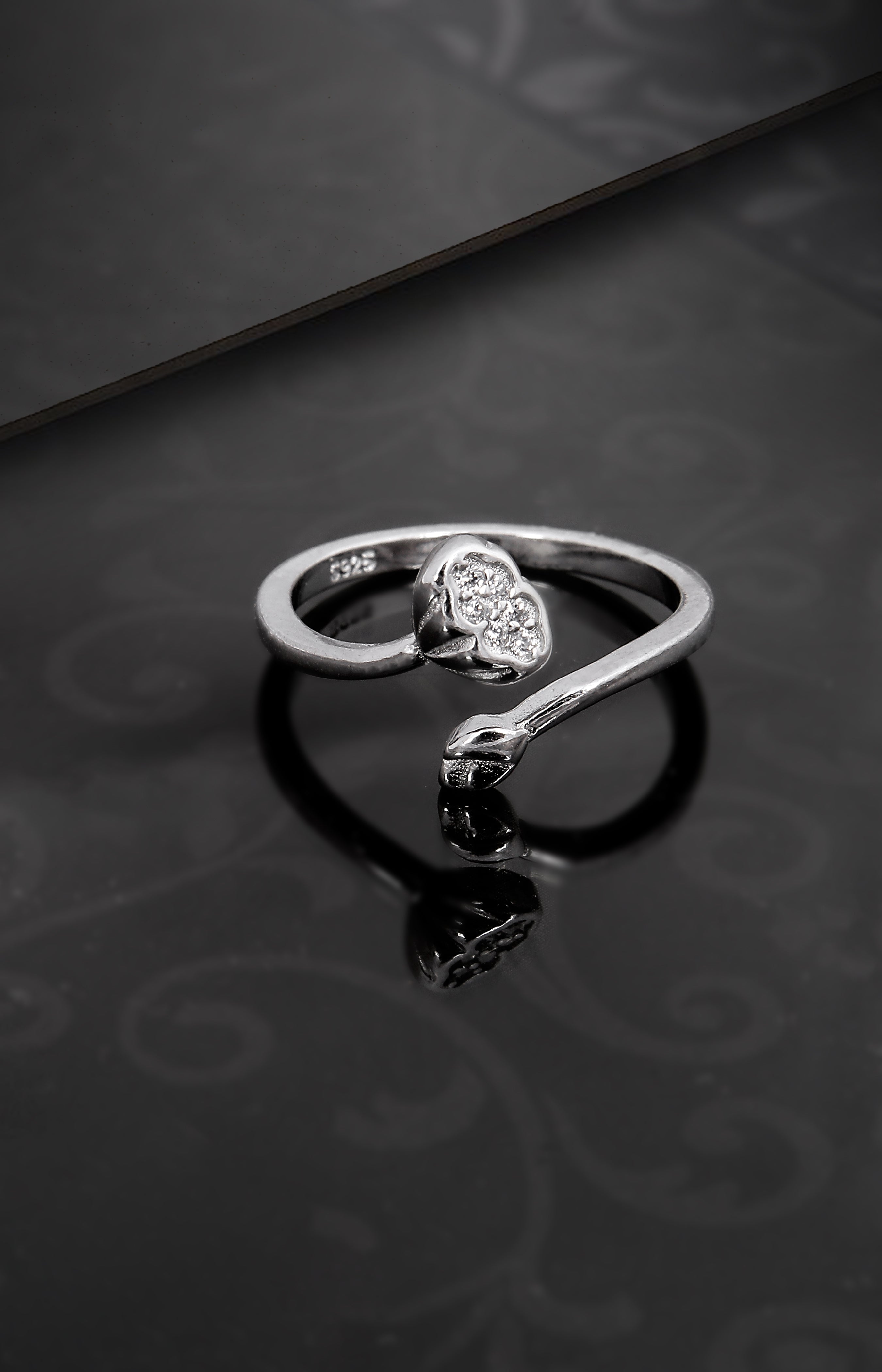Silver Blossom Bud Open Ring