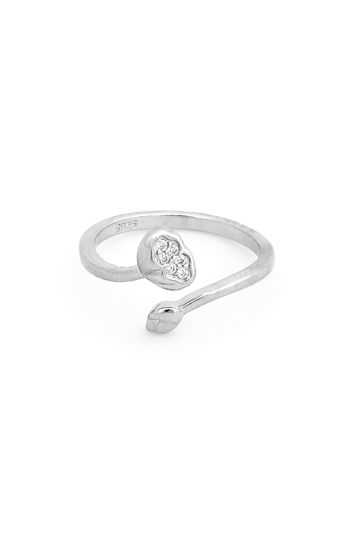 Silver Blossom Bud Open Ring