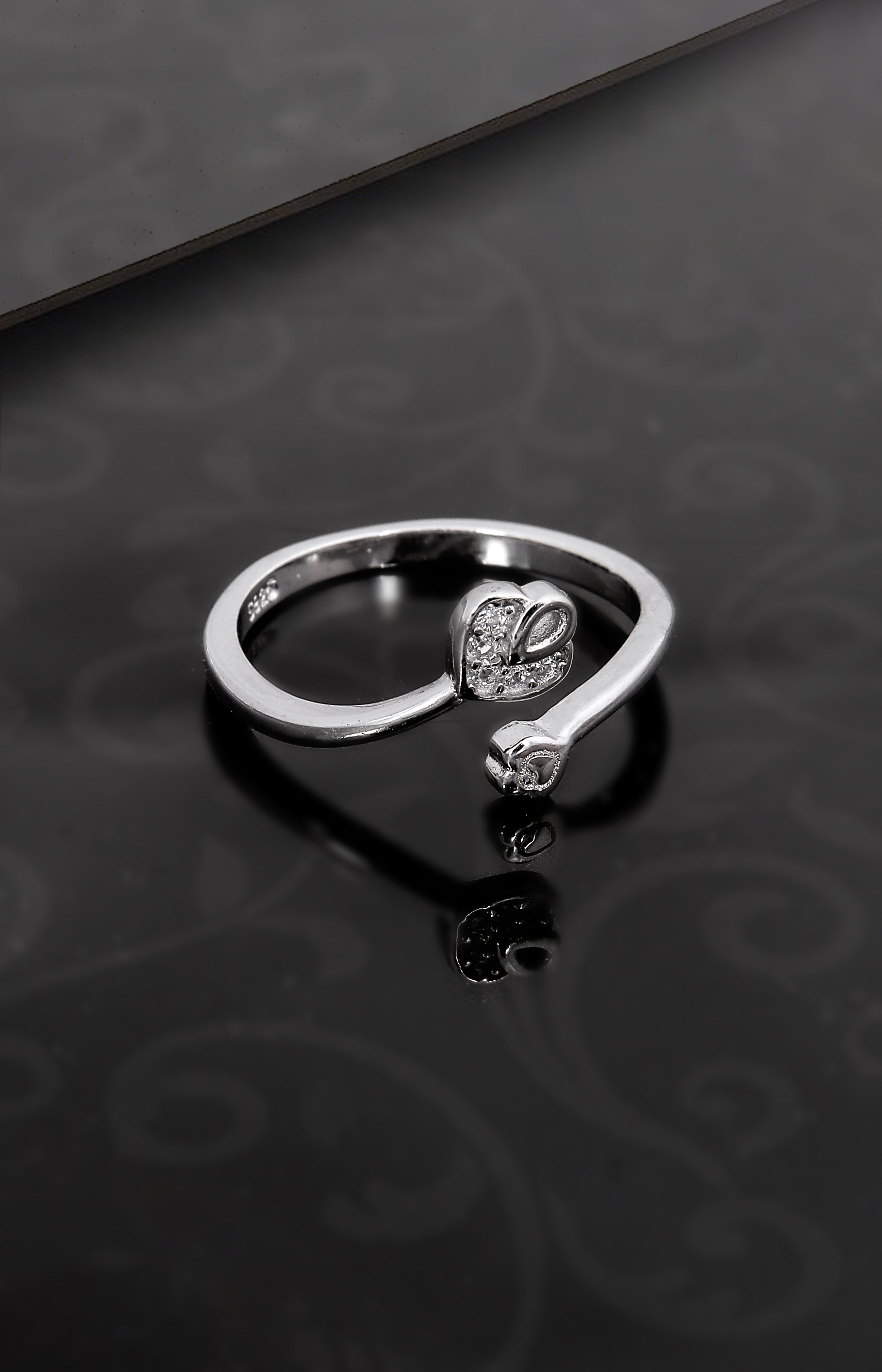 Silver Twin Heart Whisper Ring