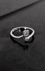Silver Twin Heart Whisper Ring