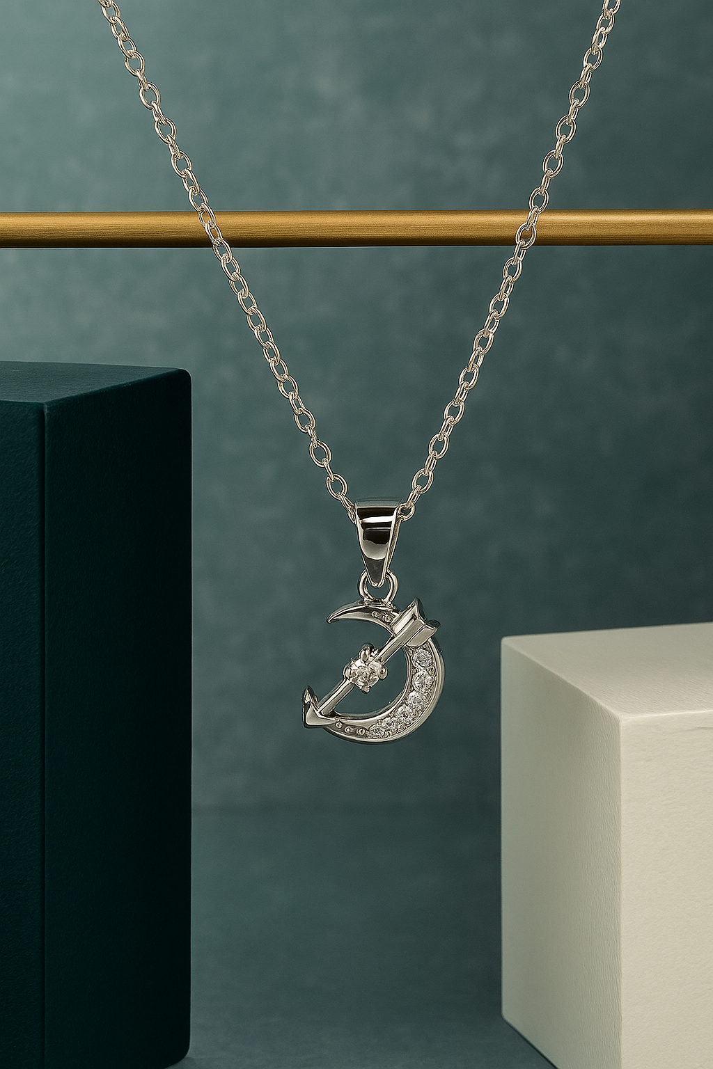 Silver Moon & Arrow Pendant
