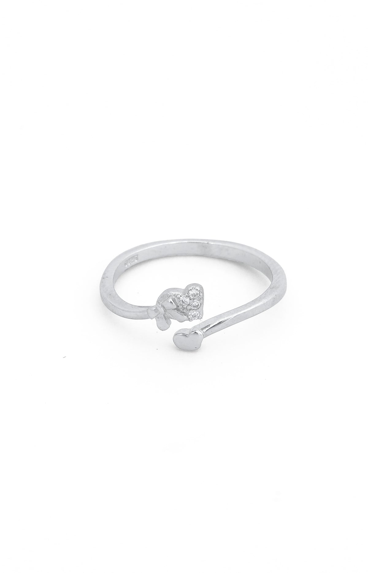 Silver Heart & Bow Ring