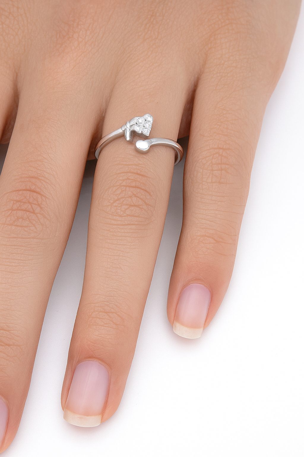 Silver Heart & Bow Ring