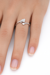 Silver Heart & Bow Ring