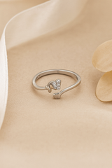 Silver Heart & Bow Ring