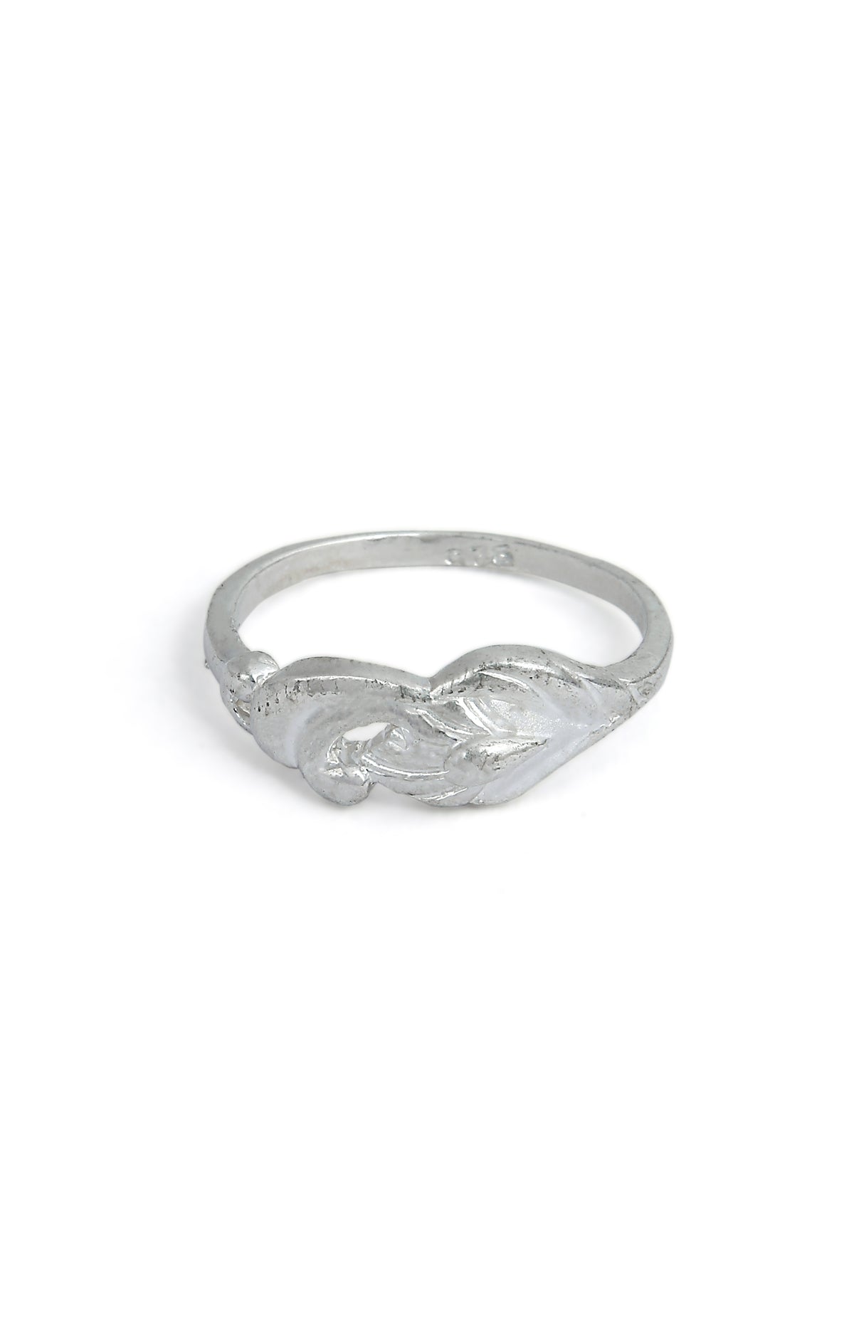 Silver Leaf Engraved Band Ring
