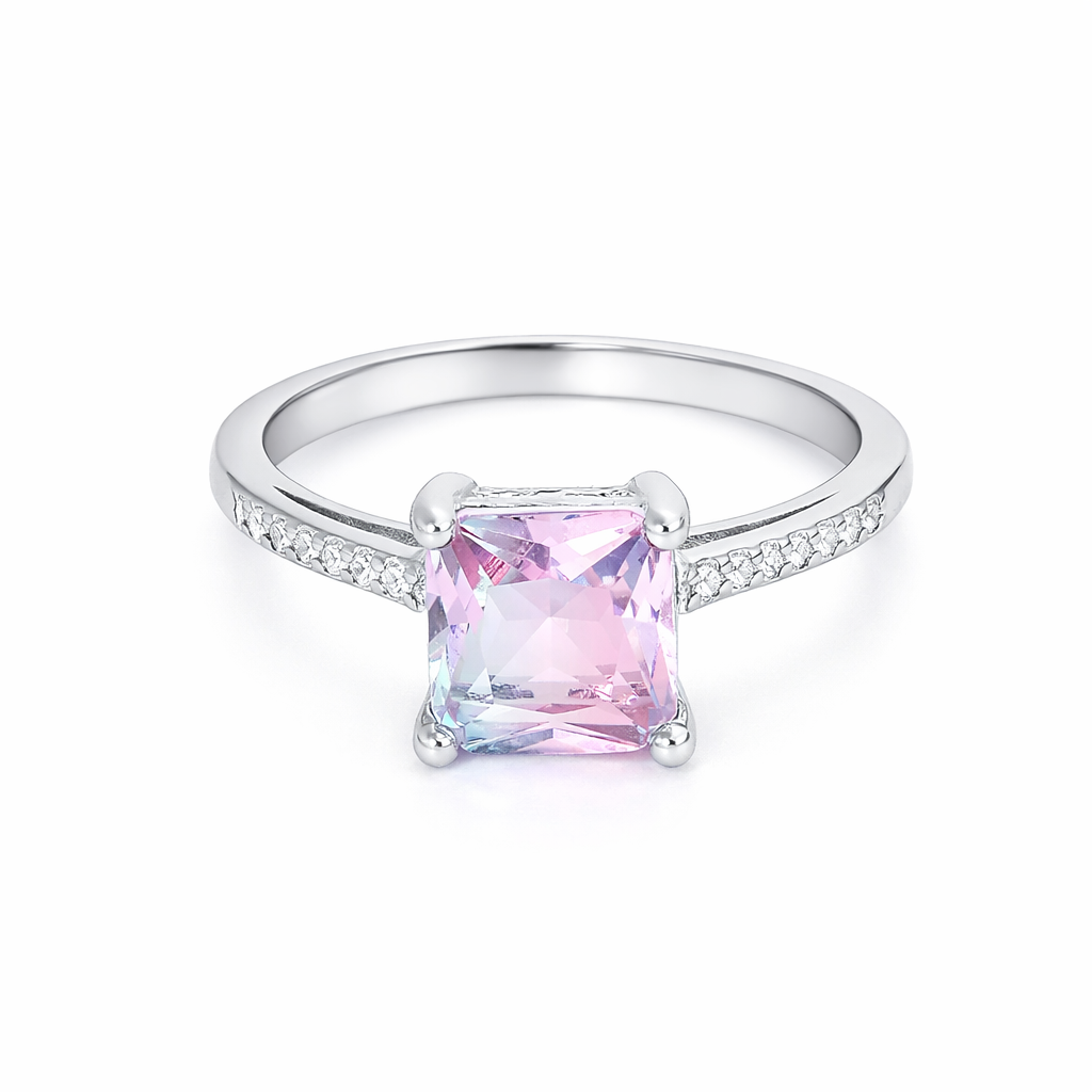 Blush Radiance Square Ring – Minimal Elegant Adjustable Ring for Women | Modern Statement Everyday Jewellery