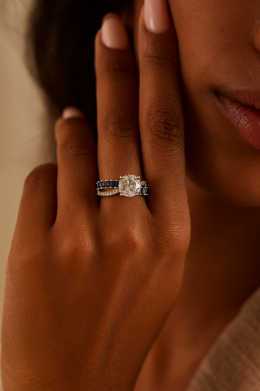 Starlit Sapphire Staircase Ring
