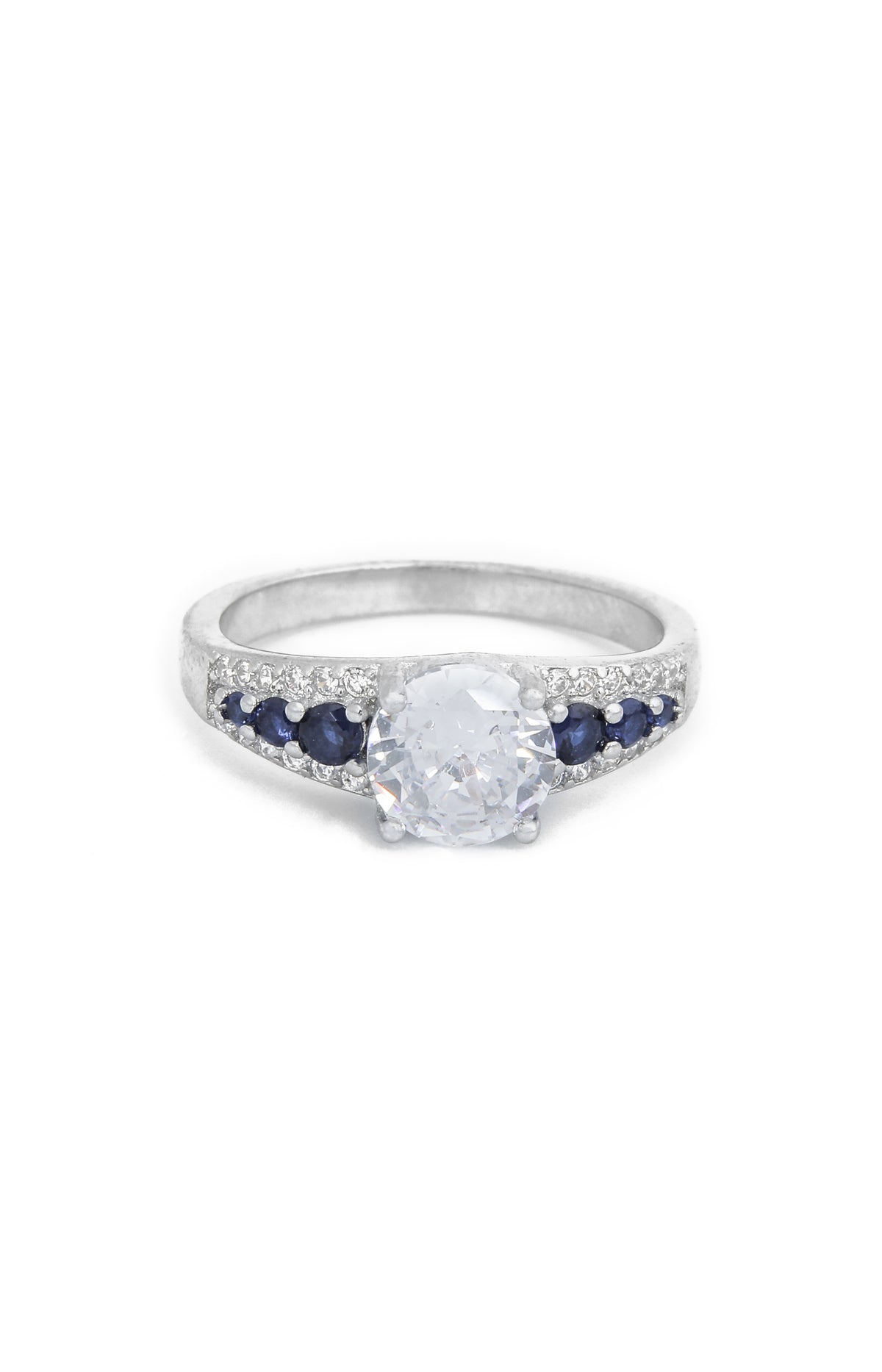 Midnight Crown Solitaire Silver Ring