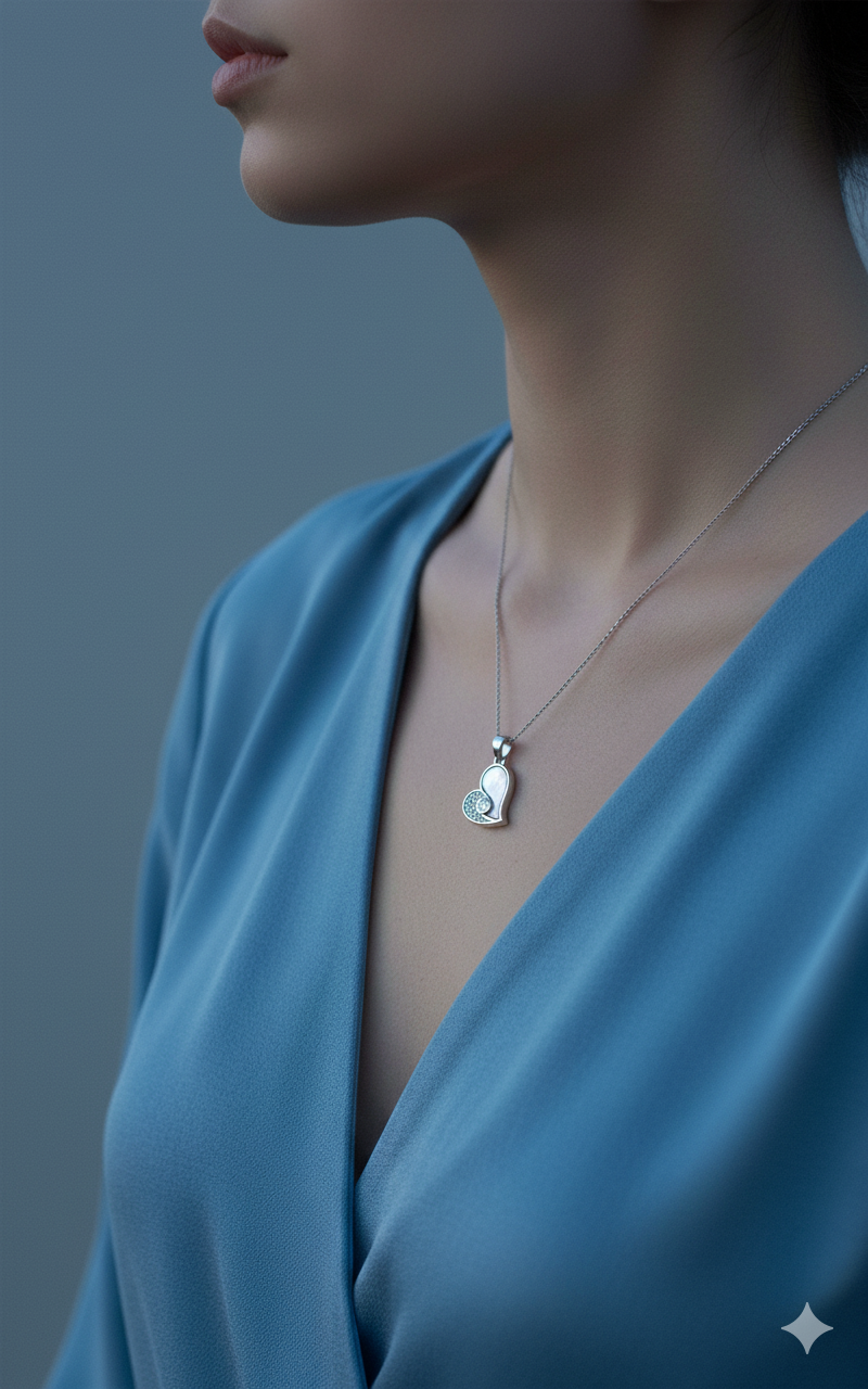 Silver Moonlit Heart Pendant