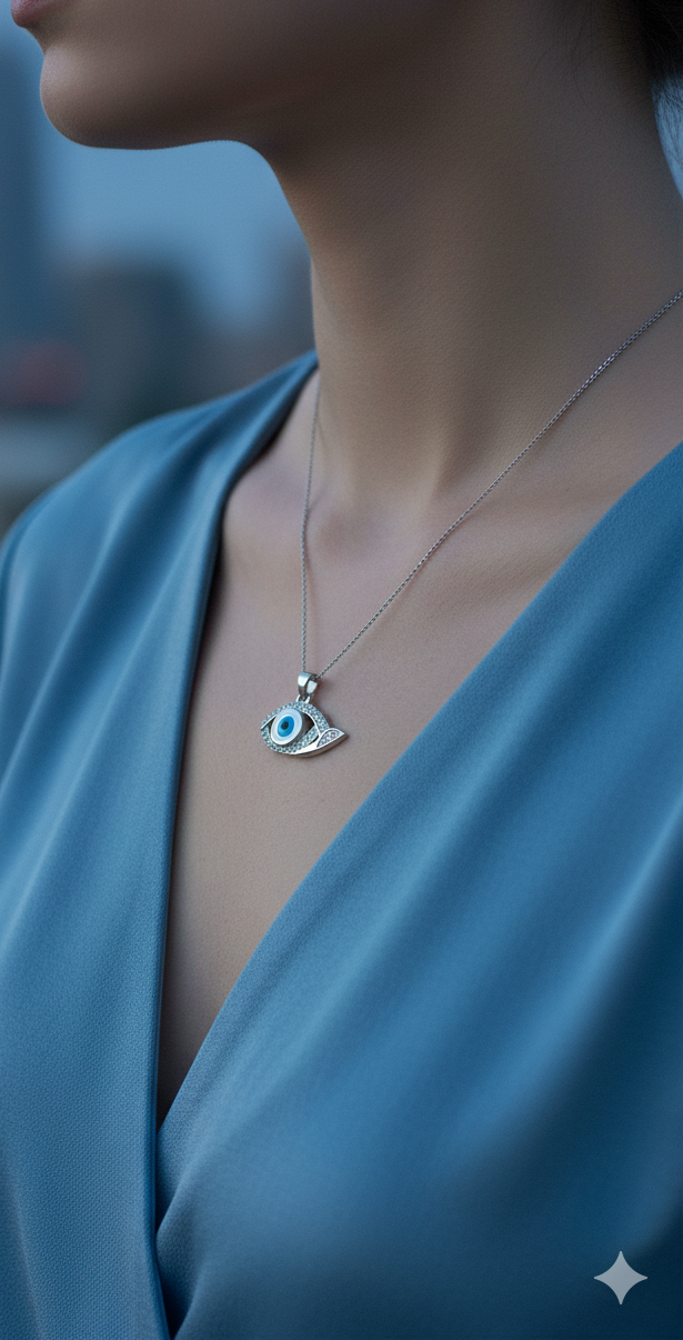 Silver Radiant Evil Eye Pendant