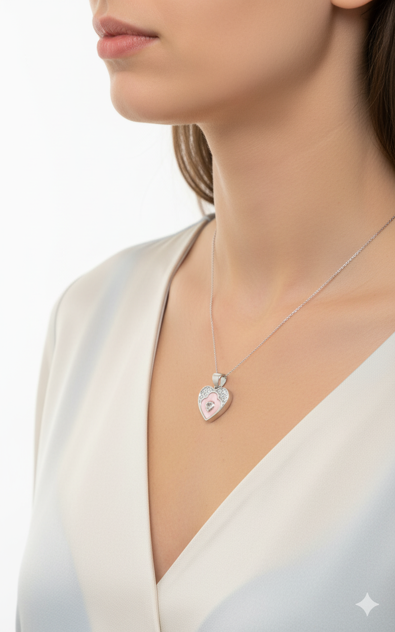 Silver Blush Embrace Heart Pendant