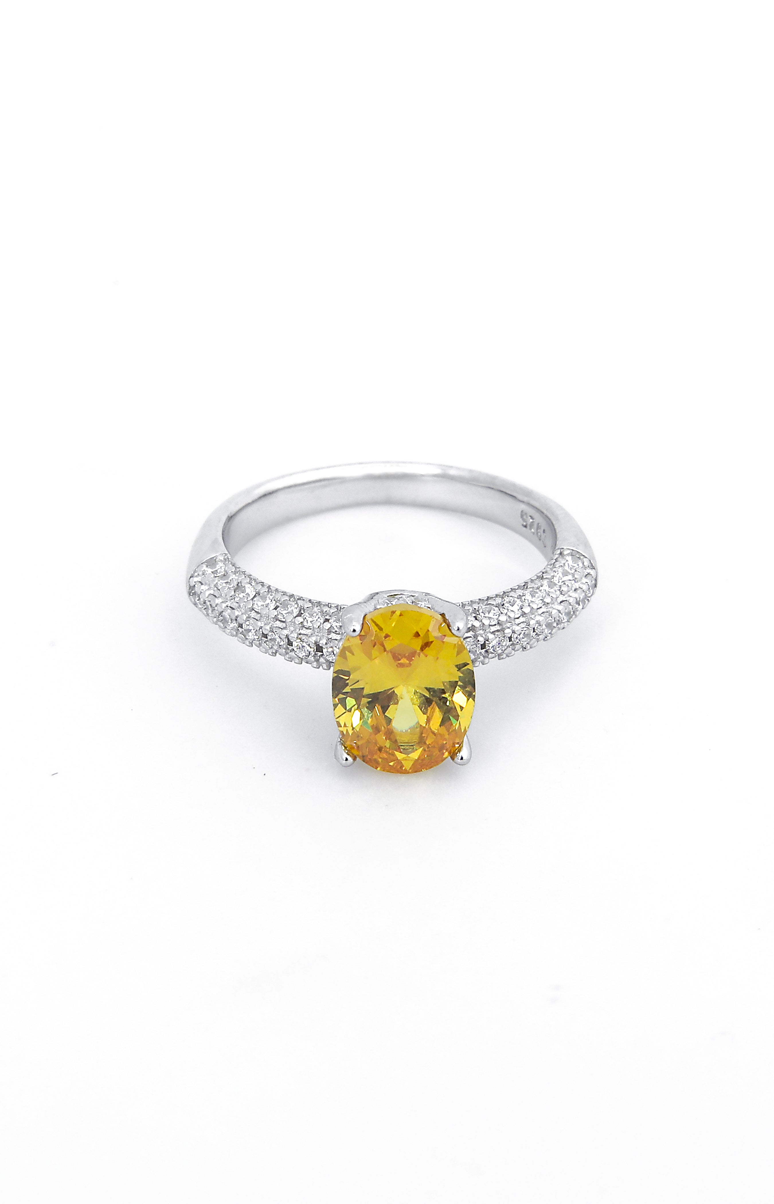 Silver Sunlit Solitaire Glow Ring
