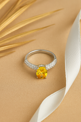 Silver Sunlit Solitaire Glow Ring