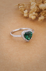 Emerald Heart Halo Ring
