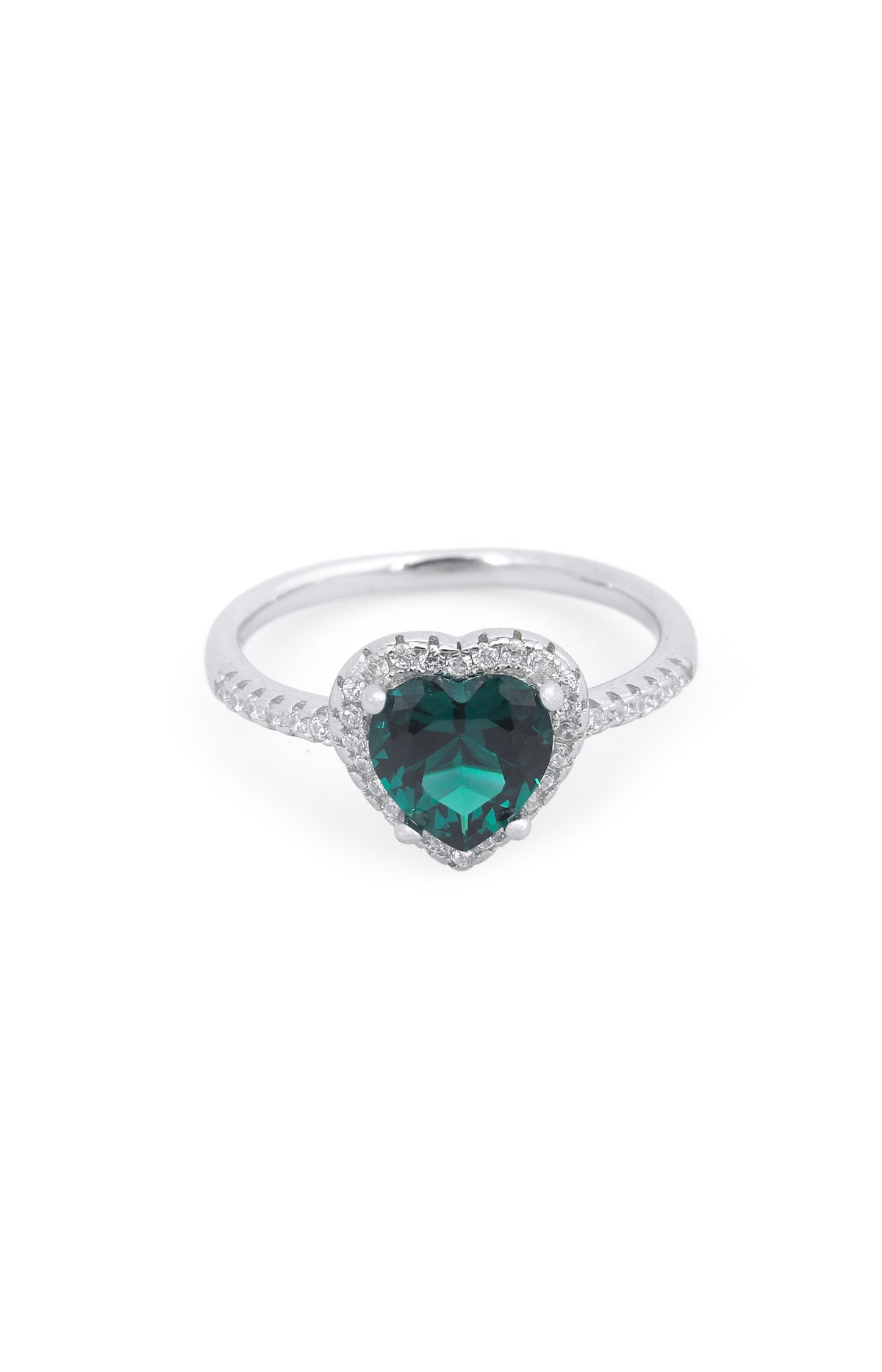 Emerald Heart Halo Ring