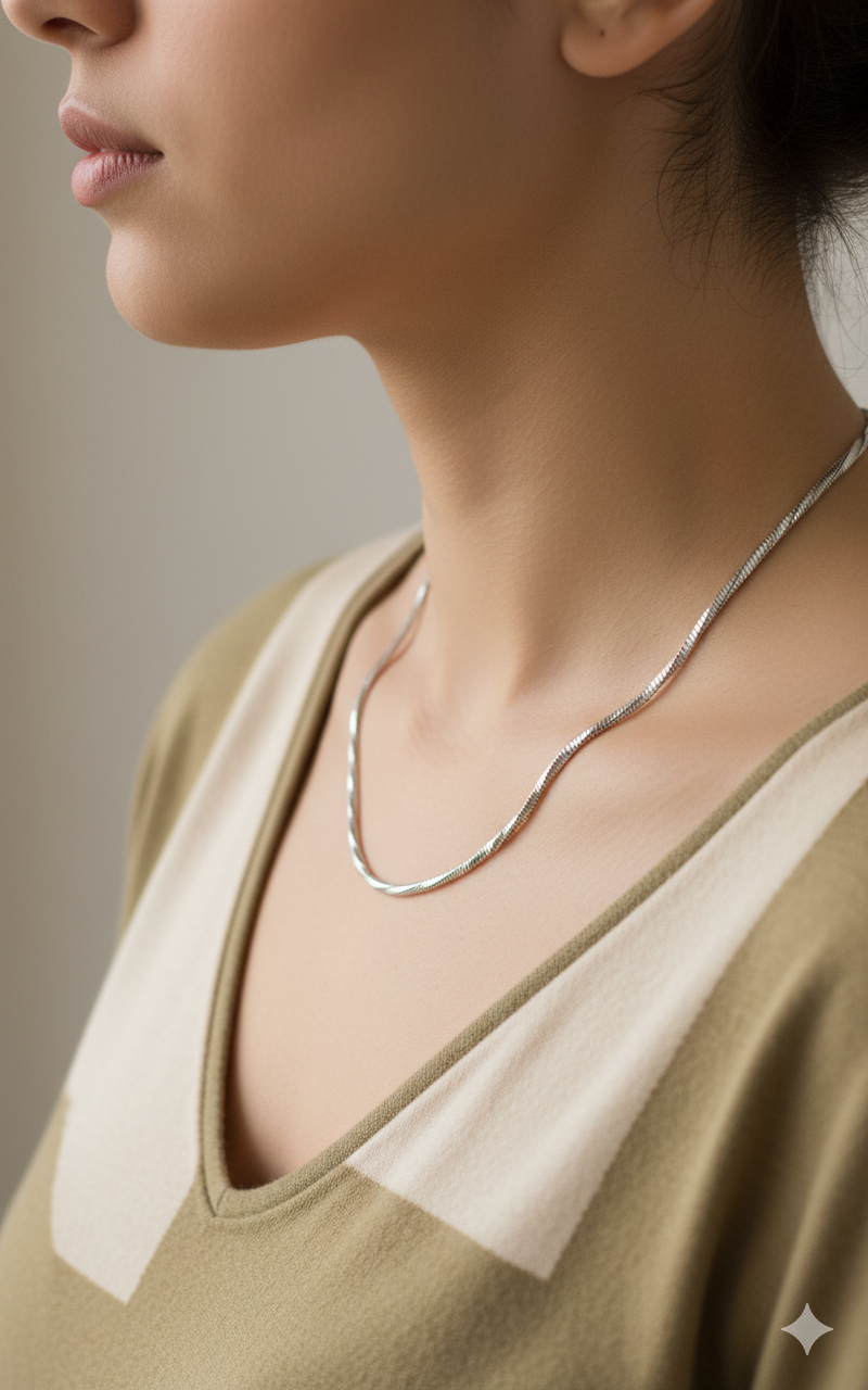 Silver Luxe Herringbone Chain