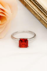 Silver Scarlet Radiance Emerald Ring