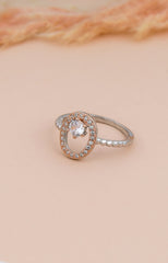 Two-Tone Oval Halo Ring