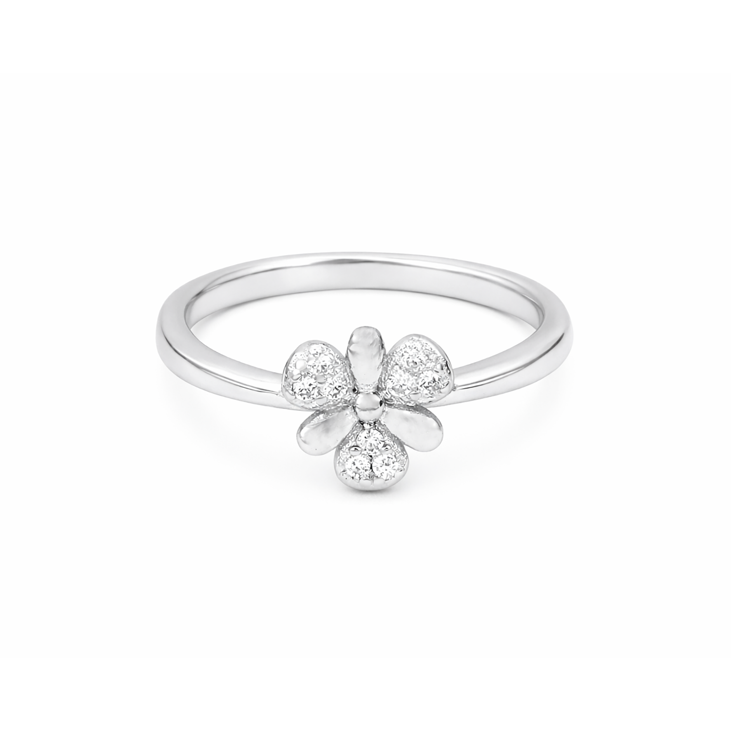 Crystal Bloom Petal Ring – Minimal Floral Adjustable Ring for Women | Elegant Everyday Nature-Inspired Jewellery